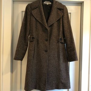 Larry Levine Brown Tweed Wool Coat